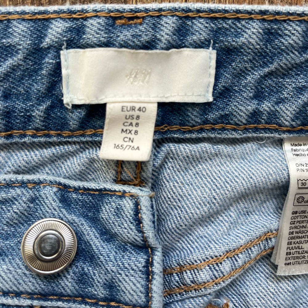 H&M High-Rise Light Blue Button-Fly Straight Jeans 8x26 - Picture 10 of 13